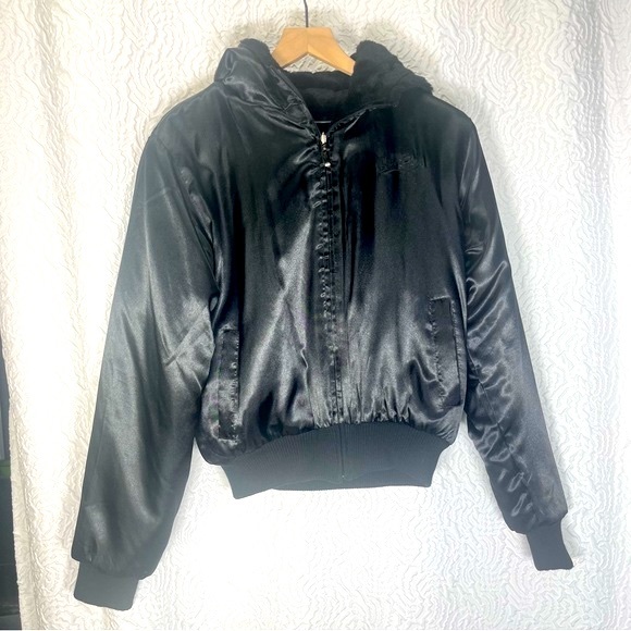 BROOKLYN GIRL Soft Or Sleek Reversible Bomber Jacket - Picture 1 of 10